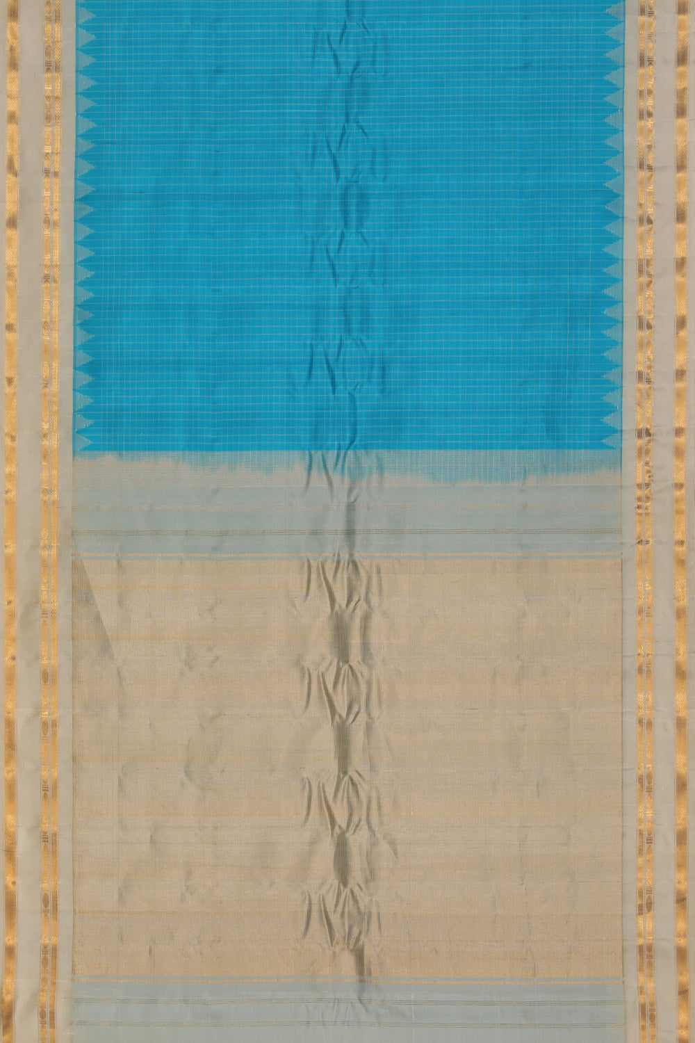 Image of Gadwal Silk Sea Blue Saree